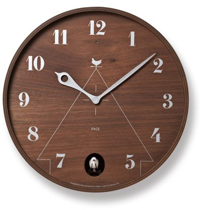 Lemnos Kuckucksuhr PACE - Designer Cuckoo Clock Aus Japan Mit Batterie Und Lichtsensor - Vogeluhr Aus Holz - Modernes Design in Braun