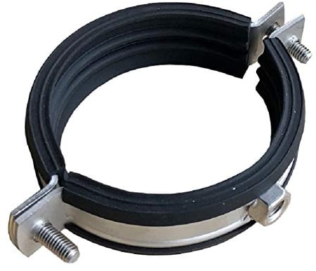 Rohrschelle Edelstahl 106-109 mm mit Gummidichtung, Material: V4A