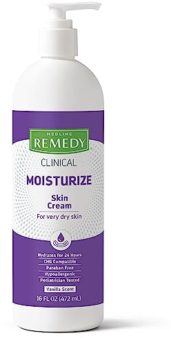 Medline Remedy Clinical Skin Cream, Vanilla Scent (16 fl oz), Moisturizing Face and Body Cream for All Ages, Paraben & Sulfate Free, Quick Absorbent Formula, Hypoallergenic Skin Moisturizer