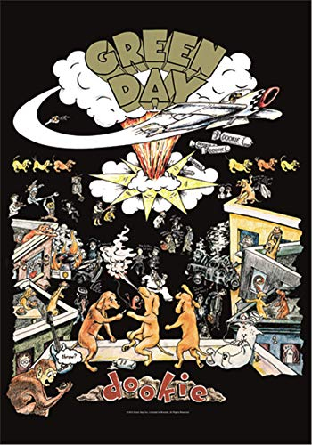 Heart Rock Bandiera Originale Green Day - Dookie Tessuto, Multicolore, 110x75x0.1 cm