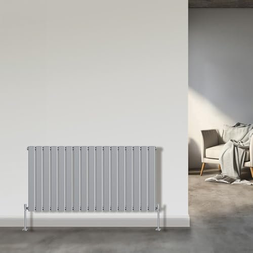 NRG 600x1156mm Horizontal Flat Panel Radiator Chrome Single Column Radiator