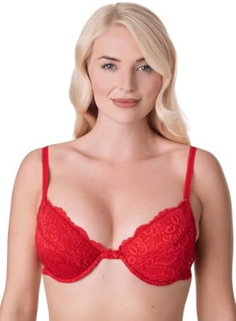 Camille Floral Lace Padded Bra - Underwired, Removable Padding, Adjustable Straps & Supportive Hook & Eye Closure