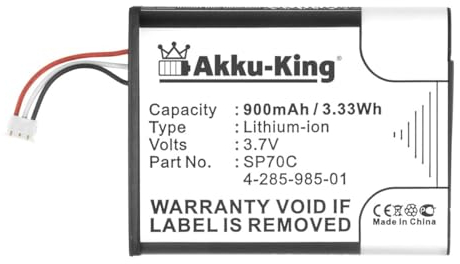 Akku kompatibel mit Sony Playstation Portable PSP E1000 E1002 E1004 E1008 - ersetzt SP70C 4-285-985-01 - Li-Ion 900mAh