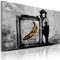 B&D XXL - Wandbilder Banksy Monkey with Frame 60x40 cm 1 tlg - Wand Deko Vlies Leinwand Bilder Groß Wanddeko Wohnzimmer Schlafzimmer Kunstdrucke - Affe Graffiti Urban Street Art