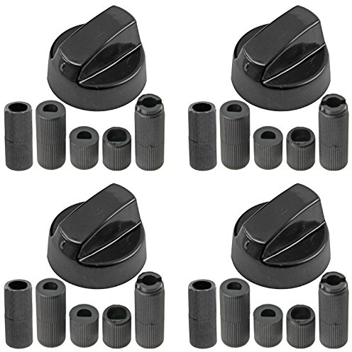 SPARES2GO Regler für Herde mit Backofen und Ceranfeld von Bush, Gorenje & Proline (schwarz, 1,2,3,4,5 oder 6 Stück) Pack Quantity: 4