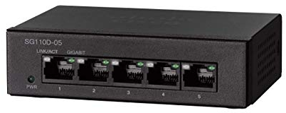 Cisco Systems SG110D-05 Gigabit Desktop-Switch mit 5 Ports (SG110D-05-EU), Schwarz