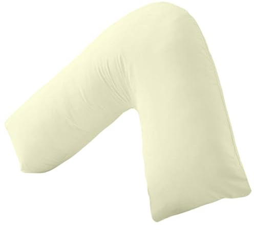 Lancashire Textiles V Shape Orthopedic Support Pillow – Pregnancy, Neck Pain Relief, Anti-Allergy Hollowfibre, UK-Made, Machine Washable (68cm (L) x 30cm (W) x 68cm (H), Cream)