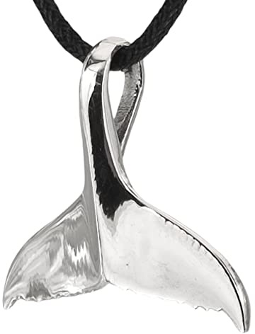Kiss of Leather Walflossen Anhänger aus 925 Sterling Silber mit Silberkette 41-66 cm