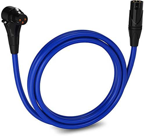 LyxPro 6 Feet Right Angle XLR Female to Male 3 Pin Mic Cord for Powered Speakers Audio Interface Professional Pro Audio Performance Camcorders DSLR Video Cameras and Recording Devices - Blue