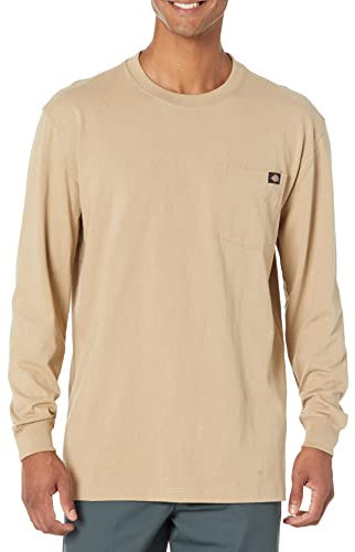 Dickies Men's Long Sleeve Heavyweight Crew Neck Big and Tall, Desert Sand, Medium