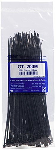 GW Kabelbinder-Technik, Kabelbinder 202 x 2,5 mm, schwarz, 1000 Stück, GT-200MB