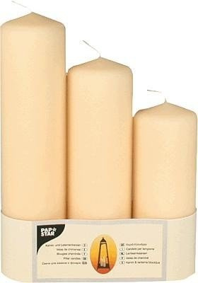 Papstar Kamin- und Laternenkerzen/13943 Durchmesser 70mm creme 3 Höhen