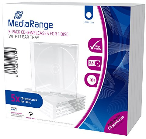 5 custodie Mediarange per cd e dvd doppie a 2 posti con tray nero 10mm
