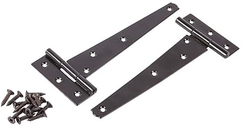 2X Black 152mm Heavy-Duty T-Hinges - Decorative Metal Outdoor Garden Gate Wood Shed Door Hardware Hinge - by Blackspur