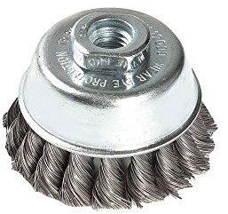 Tivoly 3128820003708 Xt20211000370 Brosse Coupe M14 pour Meuleuse, Fil Acier Torsadé, Gros Décapage du Métal Ø 65mm abrasives, Gris, Ø 5,5/32 x 58 mm