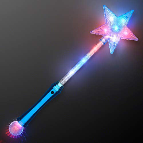 FlashingBlinkyLights Baguette magique à LED pour enfants avec base boule de cristal projetant la lumière bleue