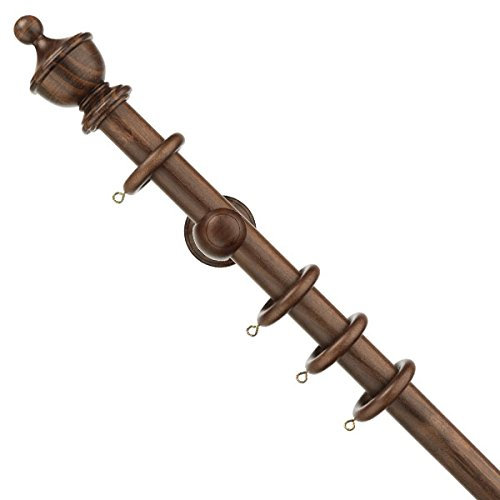 Swish Naturals Urn 35mm Wooden Curtain Pole Set, Dark Walnut, 150cm