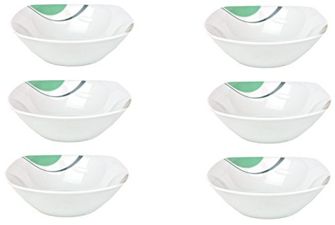 Van Well 6er Set Müsli- Salatschale Corona 14,2cm Porzellan weiß mit Dekor