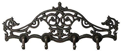 Decobay.eu Kleine Garderobe 4 Haken Nostalgie Antik Design Hakenleiste Barock Verzierungen