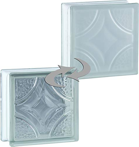 Fuchs Design 6 Stück Glassteine BM Glassteine Rombo SUPER White Glasstein einseitig satiniert 19x19x8 cm