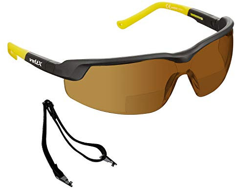 voltX GT ADJUSTABLE Bifocal Reading Safety Glasses (BROWN Lens +2.0), UKCA & CE EN166FT Certified, Anti fog coated, UV400 Lens, Scratch resistant, Tilt and length adjustable earstems.
