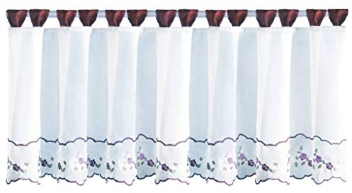 Bistrogardine mit Schlaufen ca. 150x45 cm Auswahl: weinrot - Blumen