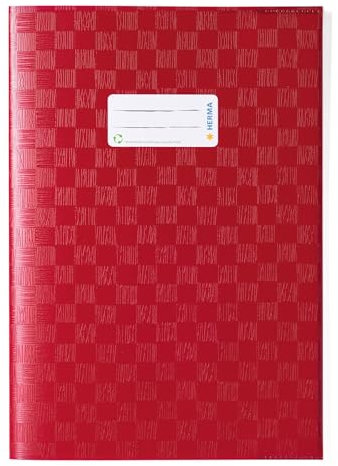 HERMA 7450 Heftumschläge A4 Bast Weinrot, 25 Stück, Hefthüllen mit Beschriftungsetikett & Baststruktur aus strapazierfähiger & abwischbarer Polypropylen-Folie, Heftschoner Set für Schulhefte, farbig