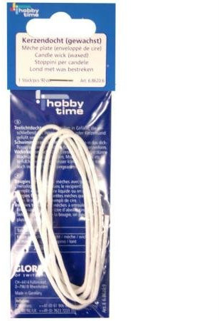 Glorex 8620 6 Docht für Kerzen mit Wachs imprägniert, 90 cm, weiß, 1 m