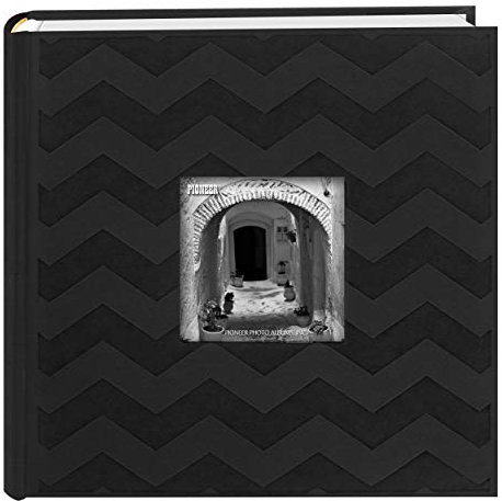 Pioneer Photo Albums DA-200CVR 200 Pocket Chevron geprägter Rahmen Kunstleder Fotoalbum 10,2 x 15,2 cm, Schwarz
