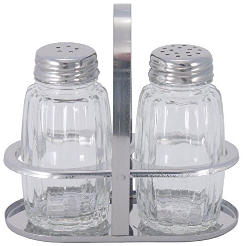 Menage 2-teilig – Edelstahl 18/0 mit Pressglaseinsätzen für Salz & Pfeffer, Kompakte Größe: 10,5 x 5,5 x 10,5 cm | ERK