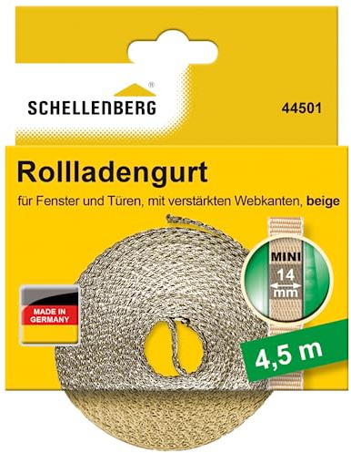 Schellenberg 44501 Roller Shutter Strap for Window (Width: 14 mm, Mini System: 4.5 m), Beige, 44501