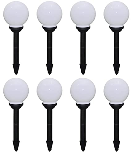 vidaXL 4x Wegeleuchten LED 15cm mit Erdspieß Solarkugel Garten Kugelleuchten Solarleuchte Gartenleuchten Solar Gartenlampen Wegbeleuchtung