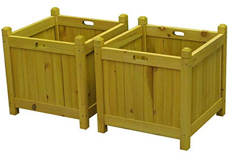 Selections 43cm Square Wood Garden Planter Boxes Tan (Pack of 2)