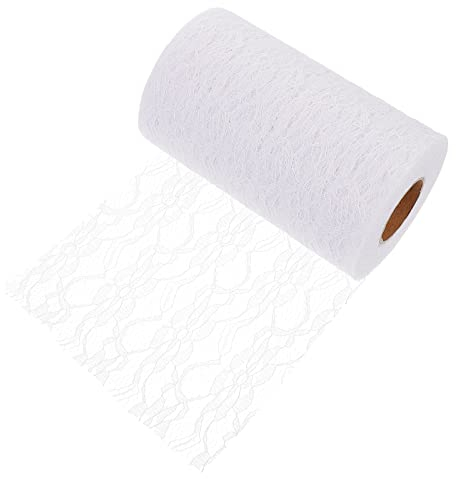 UEETEK Spitzenband, Vintage Spitzenbesatz Band Spitze Rolle für Hochzeit/Party/Ostern/ Kutschen/Blumen/Vasen/Auto Schmuck,15CM * 22M, Weiß