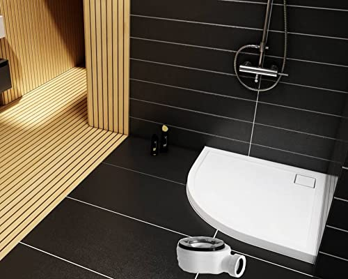 Sellon24® Duschwanne Duschtasse mit Ablauf Walk in R55 Viertelkreis Acrylwanne Flach Stabil Duschplatte Duschboard 100 x 100 Bau-Höhe 5 cm