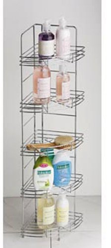 Chrome Metal Free Standing Bathroom Corner Storage Tidy Rack