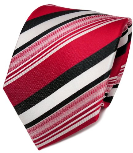 TigerTie Designer Seidenkrawatte in rot anthrazit weiß gestreift