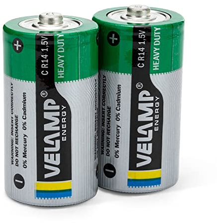 Velamp R14/2BP Set 2 Batterien R14 halbe Taschenlampe Heavy Duty für Taschenlampen, Radiolinen, Fernbedienungen, Grün, 2 Stück