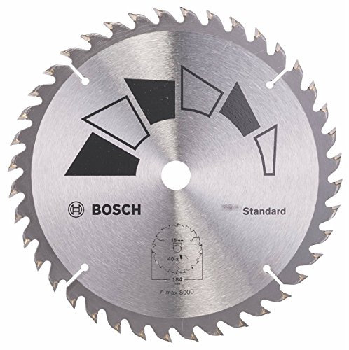 Bosch 2609256817 Standard Circular Saw Blade Carbide with 40 Teeth Clean Cutting 184 mm Diameter Bore with 16 mm Reduction Ring 2.2 mm Cutting Width