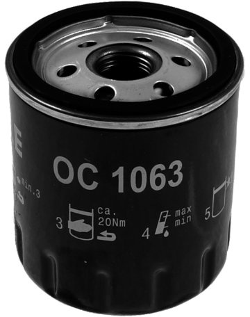 MAHLE Ölfilter Auto Motorölfilter Anschraubfilter OC 1063 Kompatibel mit FORD Fiesta Mk6 Schrägheck JA8, JR8 FOCUS III Turnier Fiesta Mk5 Schrägheck JH1, JD1, JH3, JD3 Kuga Mk2 DM2