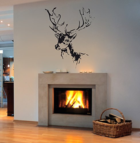 ilka parey wandtattoo-welt® Wandtattoo Hirsch Fridolin Weihnachten selbstklebend Weihnachtsdeko M744 (Silber)