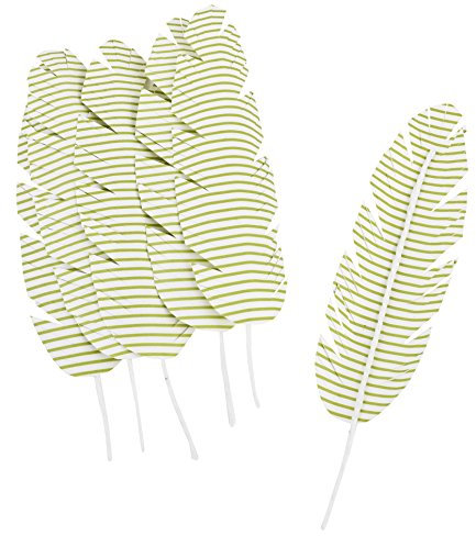 Dadeldo Federn 6er-Set Deko Papier 14cm Weiss-grün Osterdeko Frühlingsdeko Ostern