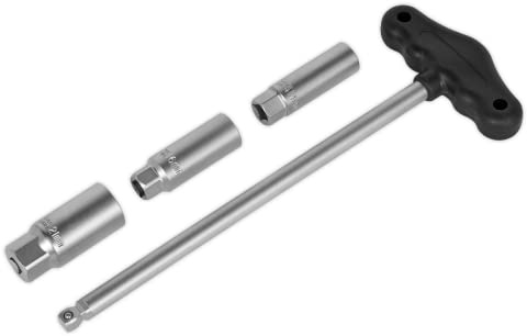 Sealey Ak6550 T-Bar and Rubber Insert Spark Plug Socket Set 4Pc 3/8Sq Drive