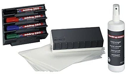 edding BMA 15 S Whiteboardmarker Zubehörset - Komplettlösung, Zubehörset für die Arbeit am Whiteboard, Flipchart - ideal für Büro, Haushalt, Schule