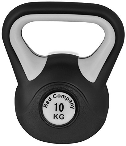 Bad Company Kettlebell I Kugelhantel aus Kunststoff I Schwunghantel Workout in verschiedenen Gewichtsstufen I 10 kg (Black & White)