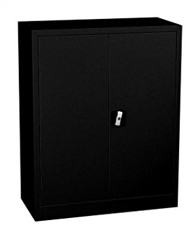 Flügeltürenschrank komplett montiert schwarz 100x80x38cm Metallschrank abschließbar Lagerschrank Aktenschrank 2 Fachböden 530319