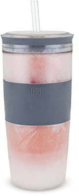 Host Bicchieri Refrigeranti Con Gambo e Coperchio per Bevande da Congelatore, Con Isolamento a Doppia Parete e Coperchio, per Vino Rosso e Bianco, 250 ml, Grigio