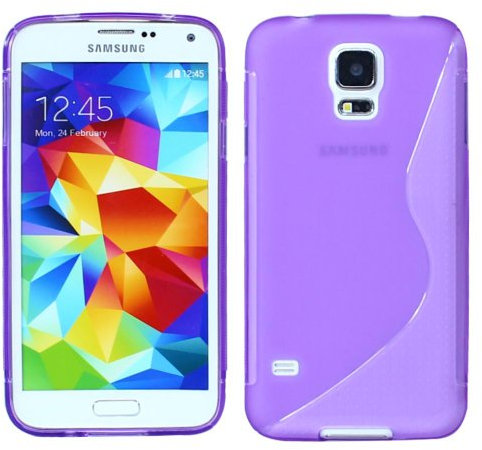 ebestStar - kompatibel mit Samsung Galaxy S5 Hülle G900F, S5 New G903F Neo Flex Silikongel Handyhülle, Klar TPU Schutzhülle, S-line, Lila