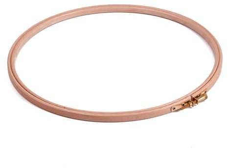 Elbesee 10/25cm Diametre Wooden Embroidery Hoop with Metal Screw Fastening, Wood, Natural, 10in 25.4cm