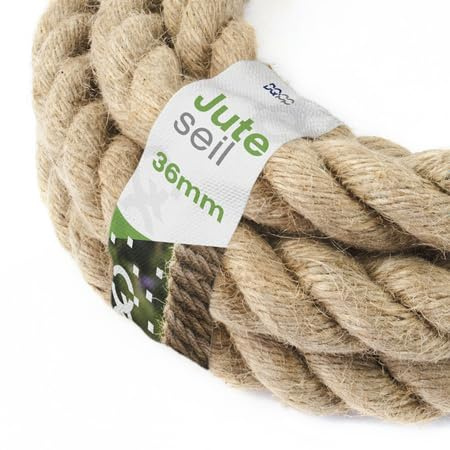 40 m Jute Rope 36 mm Natural Fibres Rope Barrier Rope Twisted Hemp M/Hand Rail